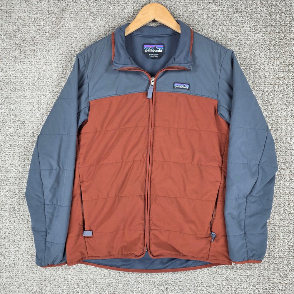 Patagonia Mens Pack In Jacket Medium Blue Orange Full Zip Puffer Insulated